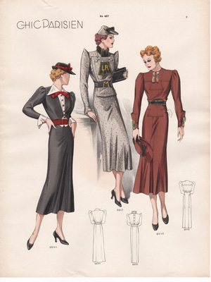 Vintage French fashion prints 1936